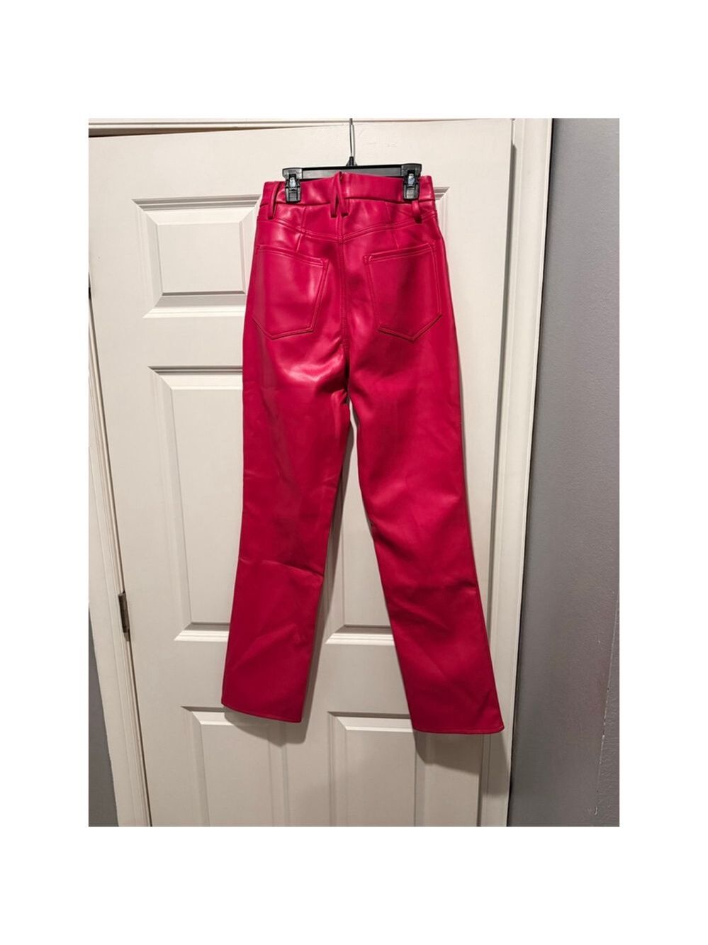 Women's GOOD AMERICAN Straight Leg Faux Leather Pants Size 6 Pink - Picture 7 of 11